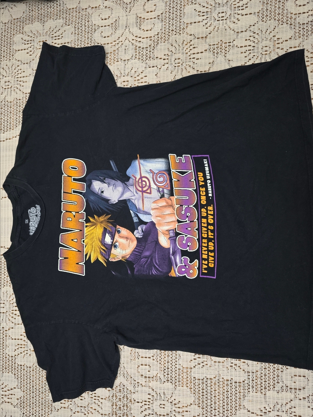 Ripple Junction Black Naruto Shippuden Logo Tee with White Print